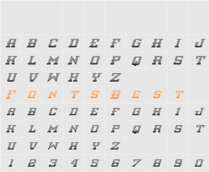 Interceptor Gradient Italic Character Map