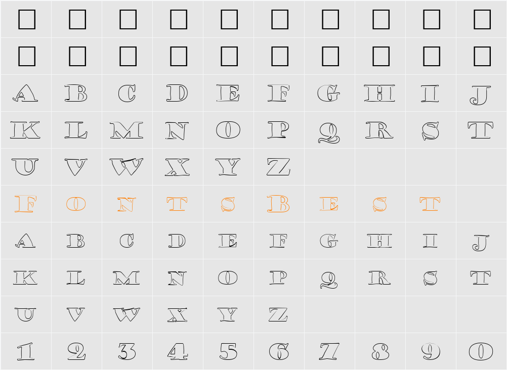 FZ JAZZY 38 HOLLOW Character Map