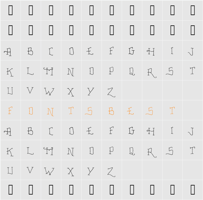 Fancy Tattoo Script Character Map