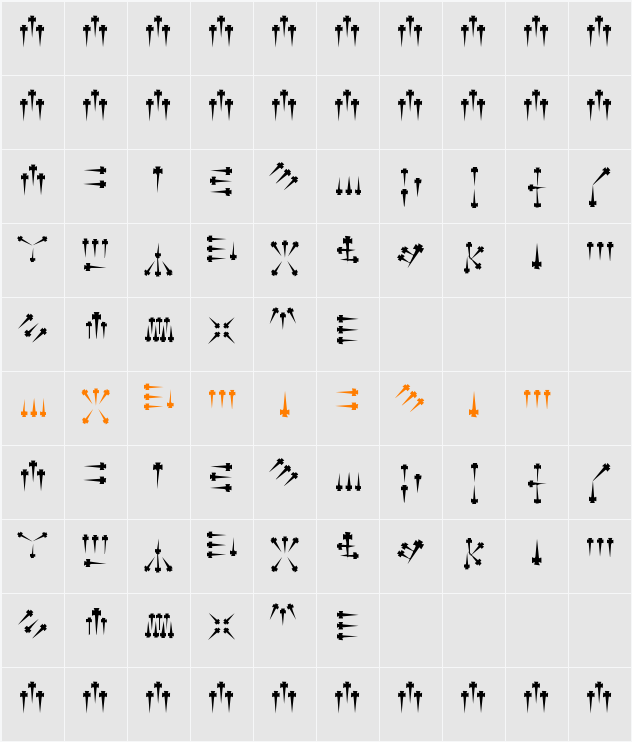 Alphabet of Daggers Character Map