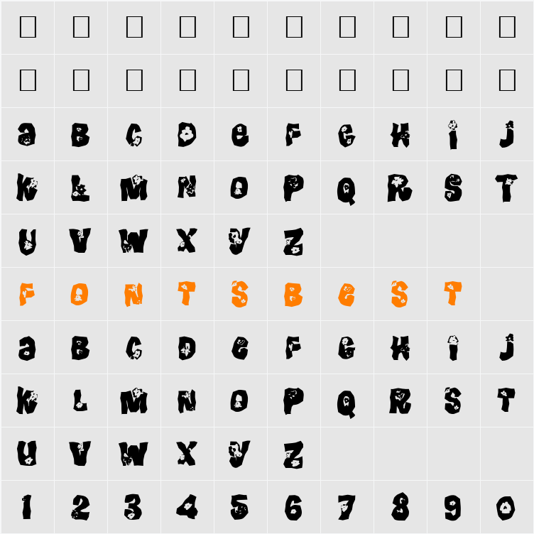 FZ WACKY 25 Character Map