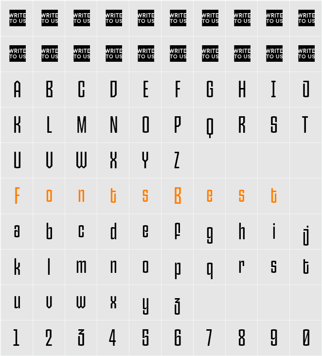 TT Carvist Trial Medium Character Map