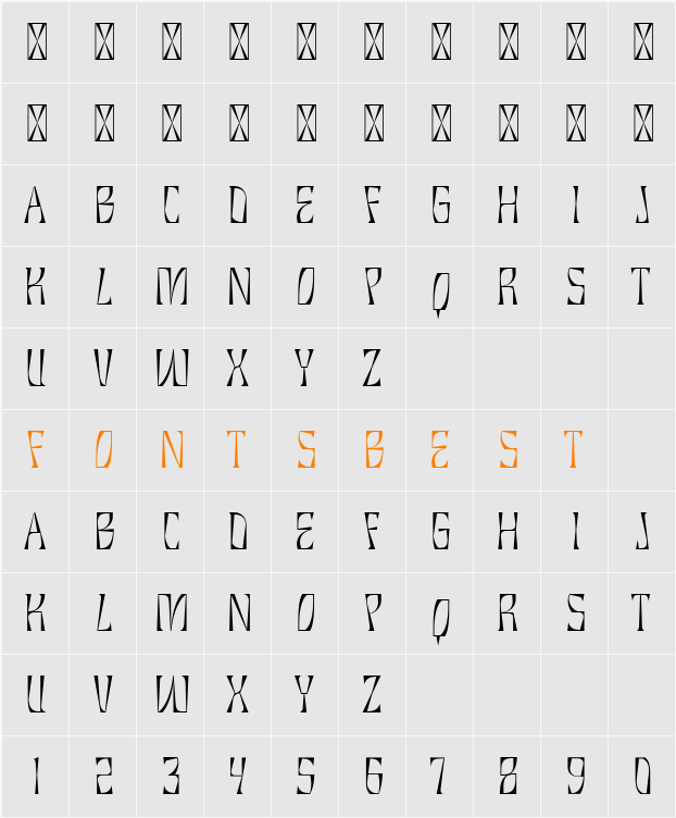 Brozas Character Map