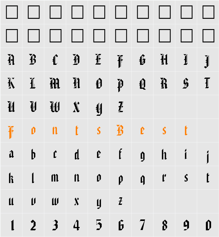 AmericanText DB Character Map