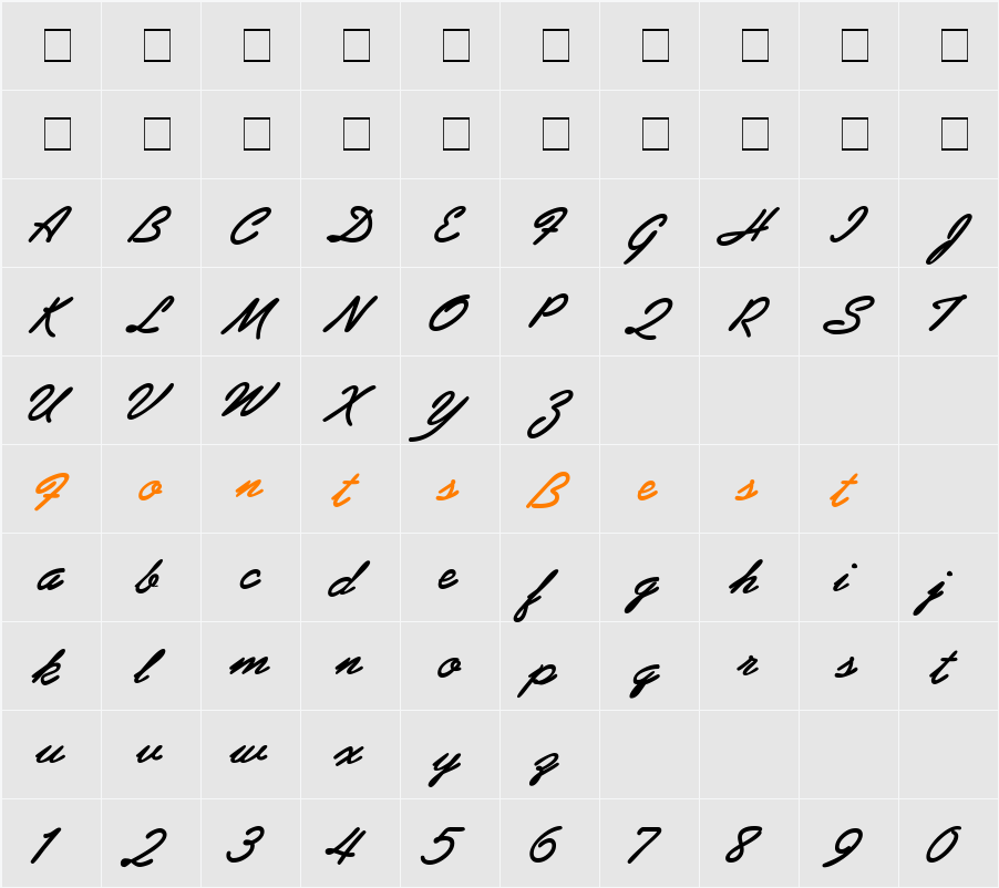 Abbruze Character Map