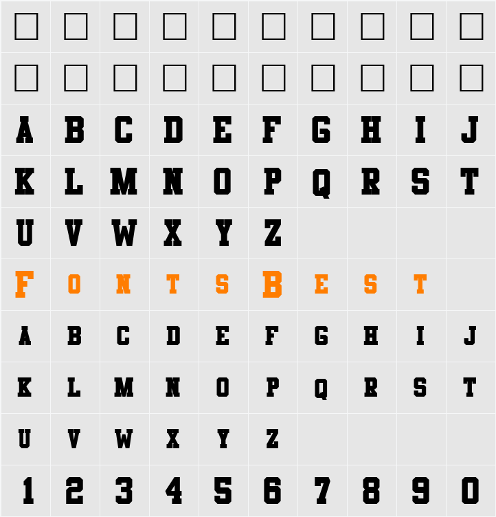 CosmicFlushText8 Character Map