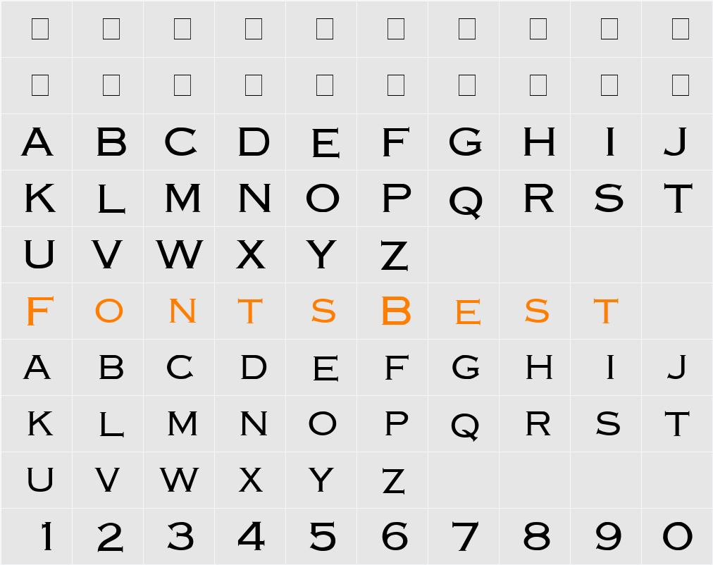 Cupro Display Caps SSi Character Map