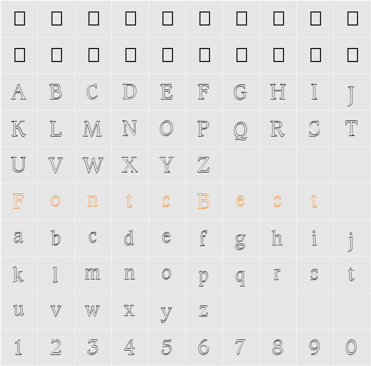 FZ ROMAN 23 HOLLOW Character Map