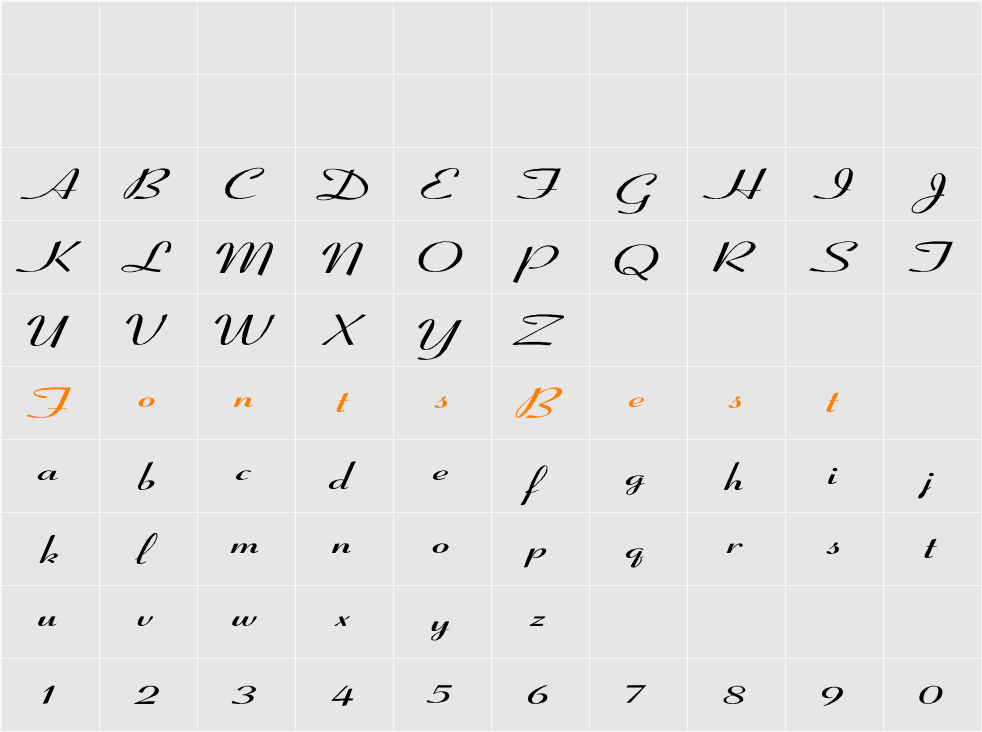 Coronet-SemiBold-Italic Ex Character Map