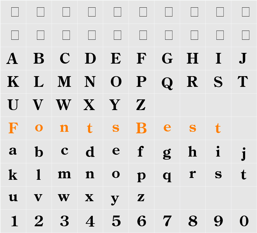 Century Retrospective Black SSi Character Map