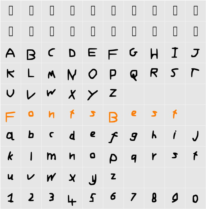 ADAMSFONT Character Map