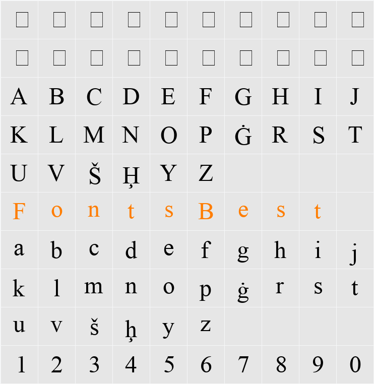 Solca Character Map