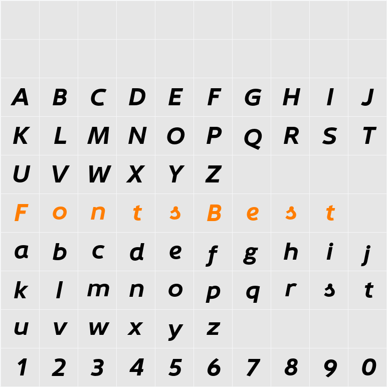 AA Stetica Character Map