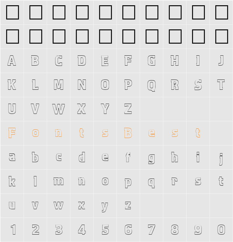 AquariusOutline DB Character Map