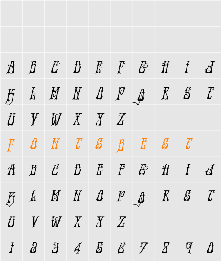 Instant Zen Drop Italic Character Map