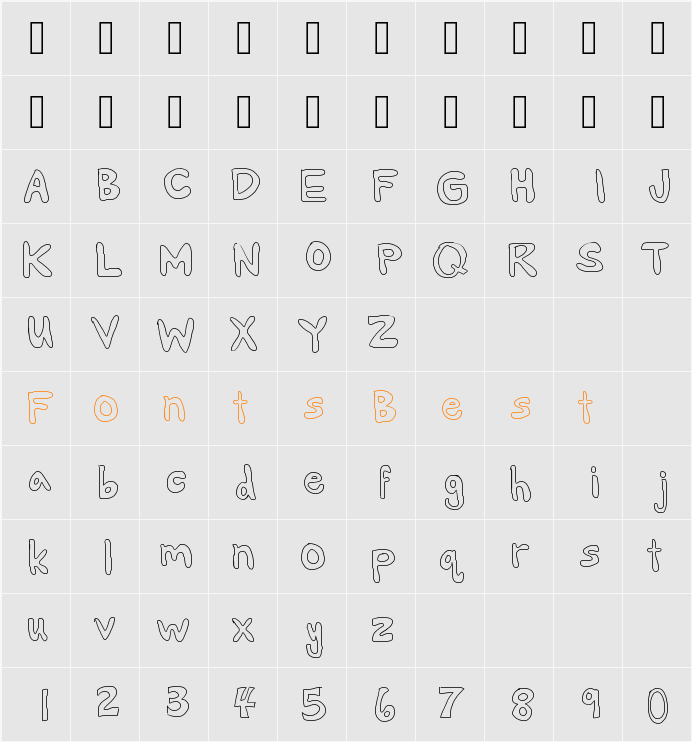 AlexsBubbles Character Map