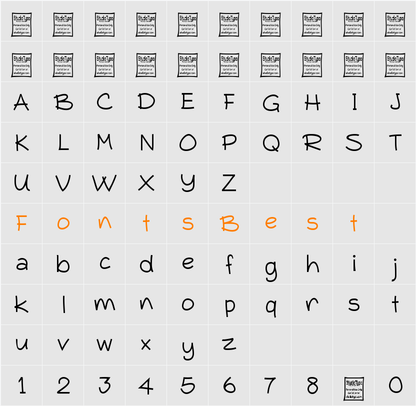 Typo Comica Character Map