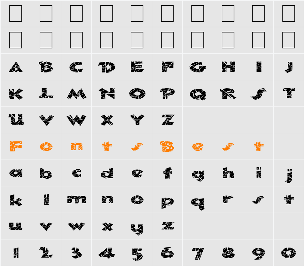 FZ JAZZY 32 CRACKED EX Character Map