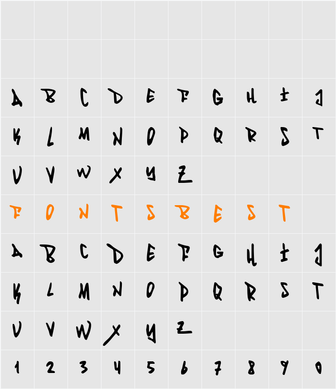 Fantom Condensed Character Map