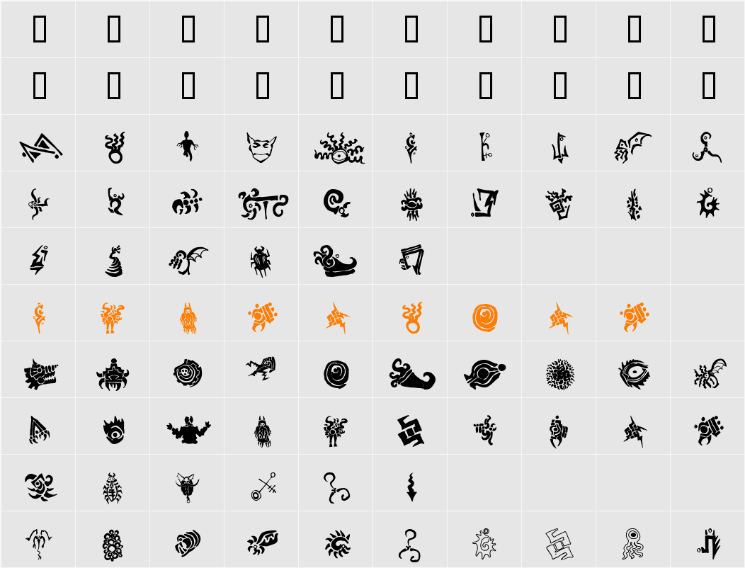 Cathzulu Extraz Character Map