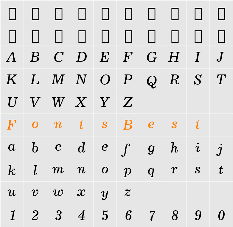 Century731 BT Character Map