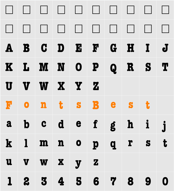 ModernTypewriterCond Character Map