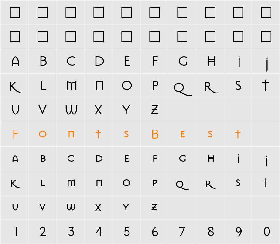 MasonSansRegular Character Map