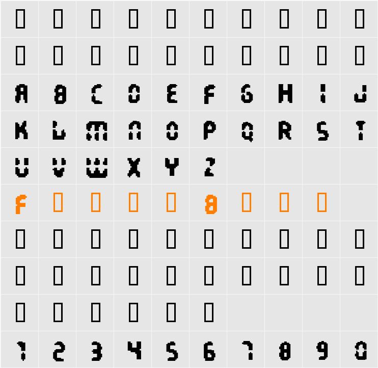 Interstellar Harddrive Character Map