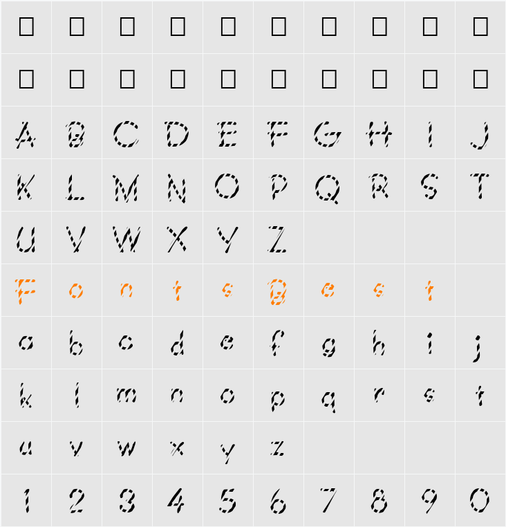 FZ JAZZY 34 STRIPED Character Map