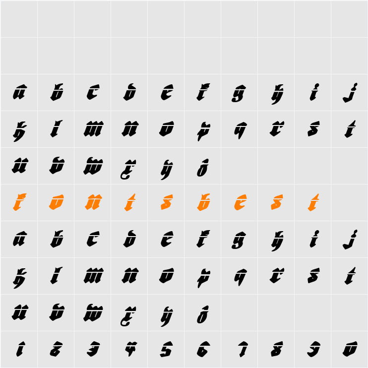 Biergärten Laser Italic Character Map