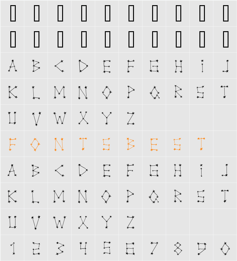 Milky Way Stars Character Map