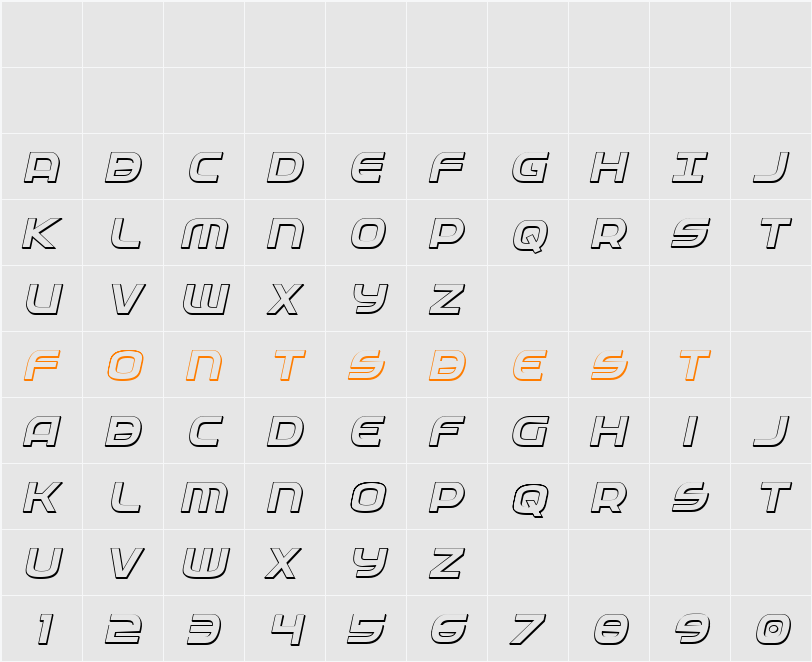 Federal Service 3D Italic Character Map