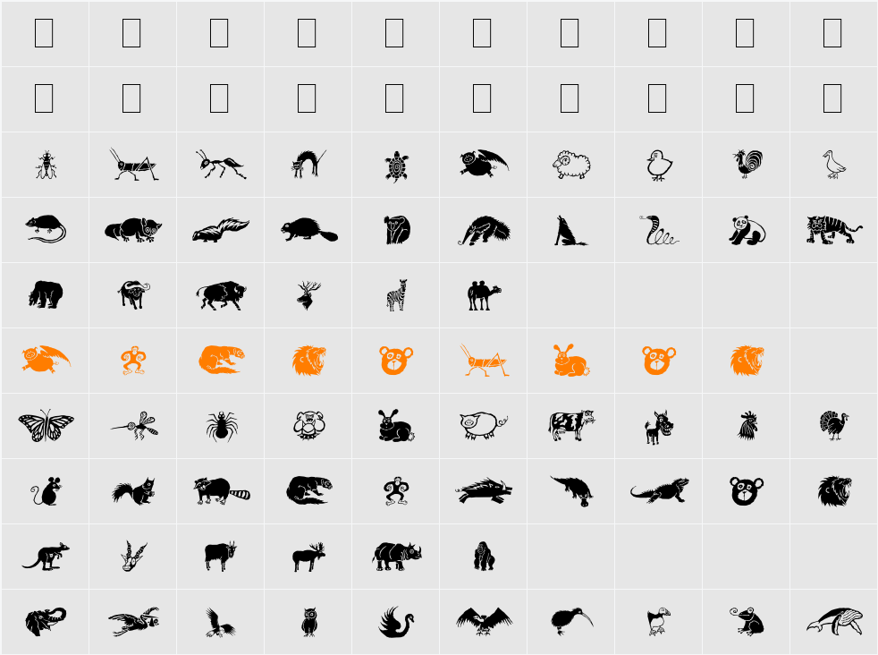 DF Wildlife LET Character Map