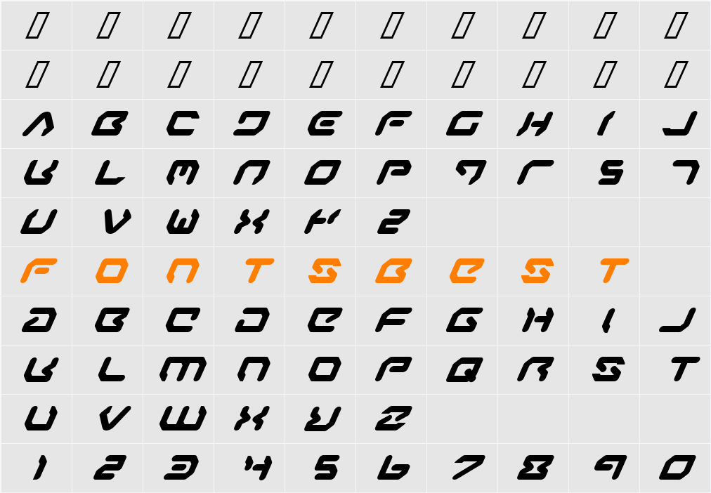 Airstrip One Italic Character Map