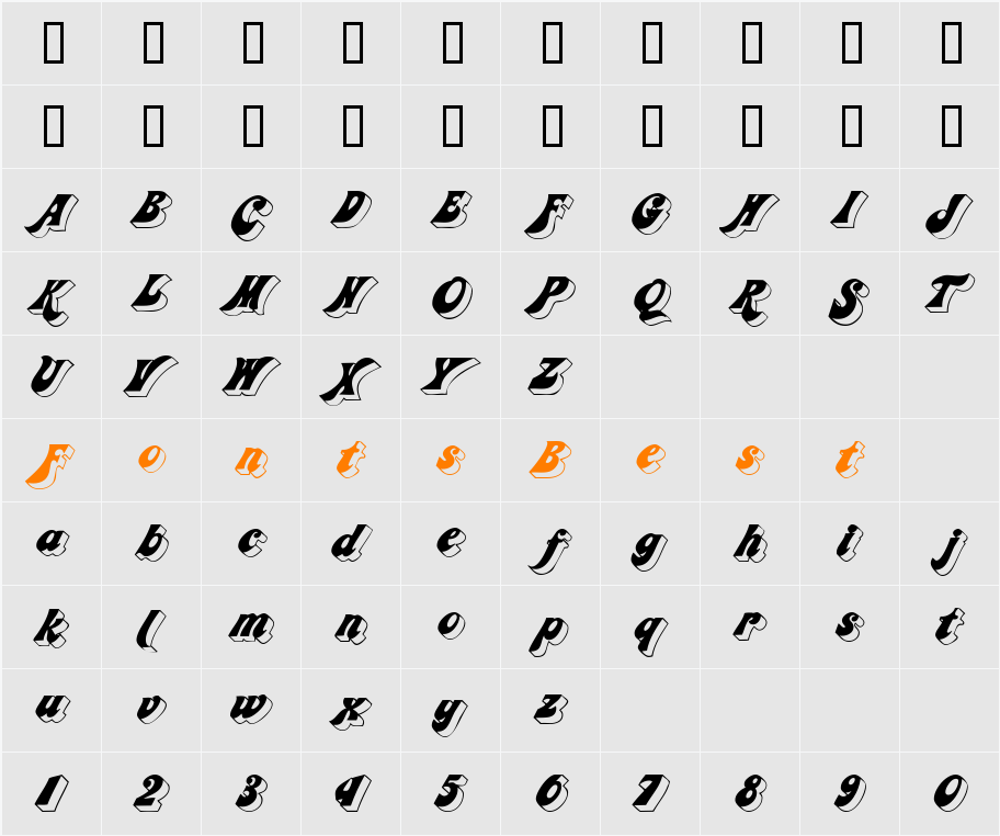 CalipoeDisplaySSK Character Map