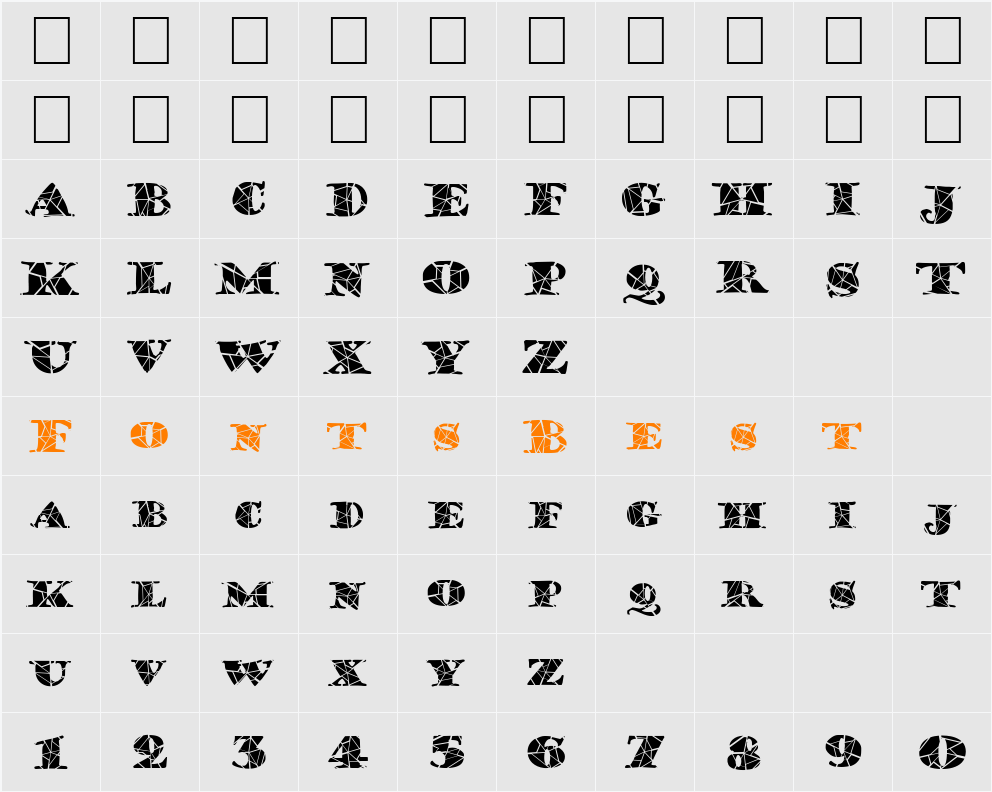 FZ JAZZY 38 CRACKED Character Map