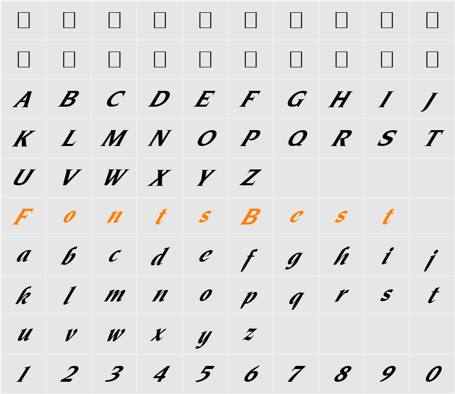 FZ ROMAN 7 ITALIC Character Map