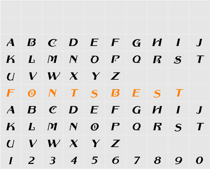 COLLONAR CAP ITALIC Character Map