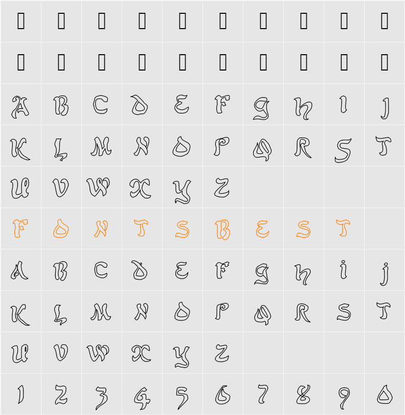 JD Belt Character Map