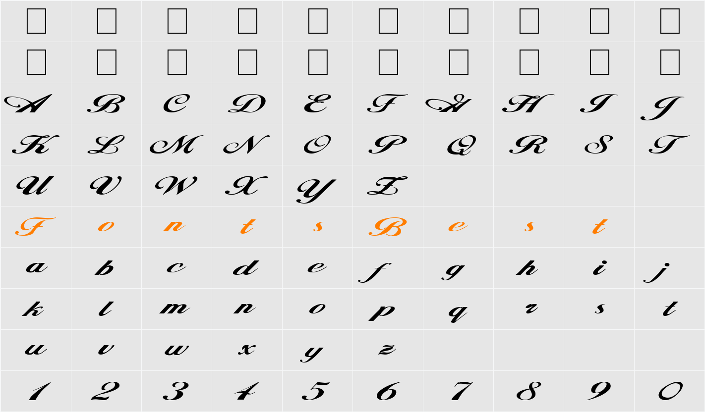 FZ SCRIPT 12 EX Character Map