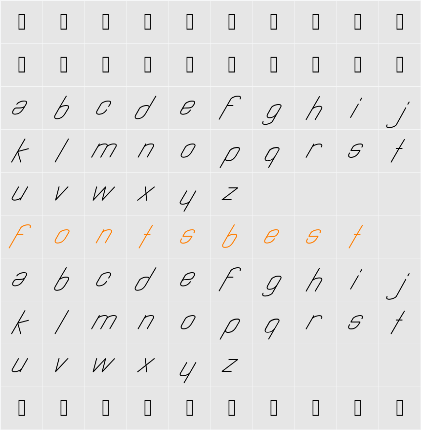 Astralia Character Map