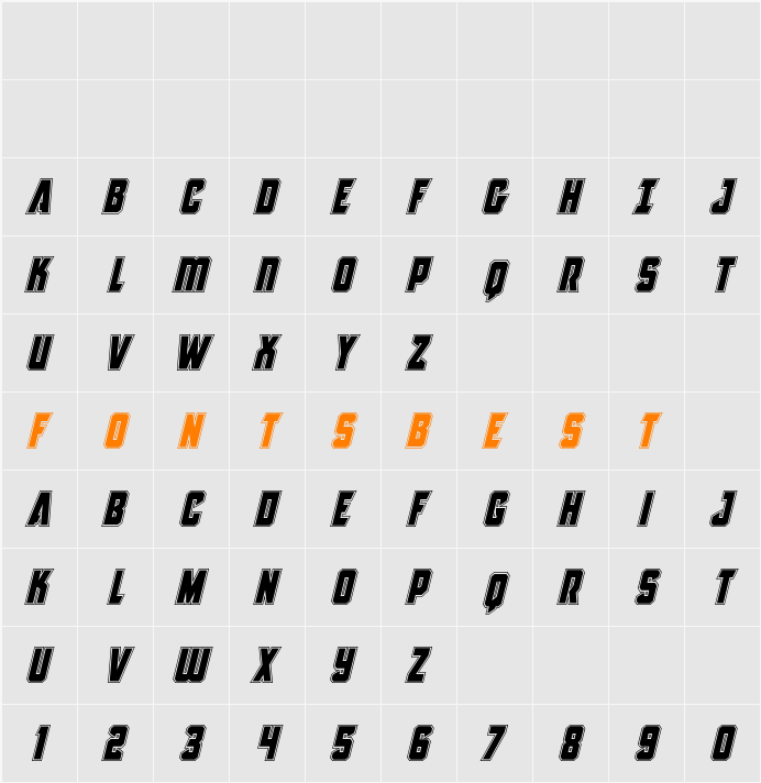 Antilles Academy Italic Character Map