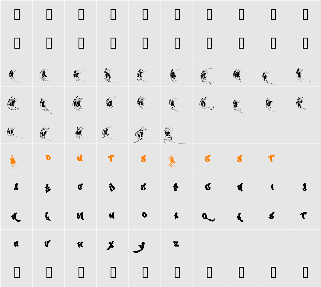 CHASE ZEN SPRAWL Character Map