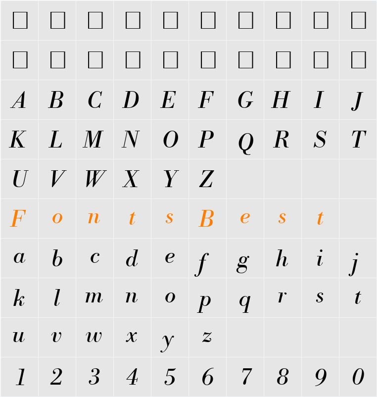 ModernBodoni Character Map