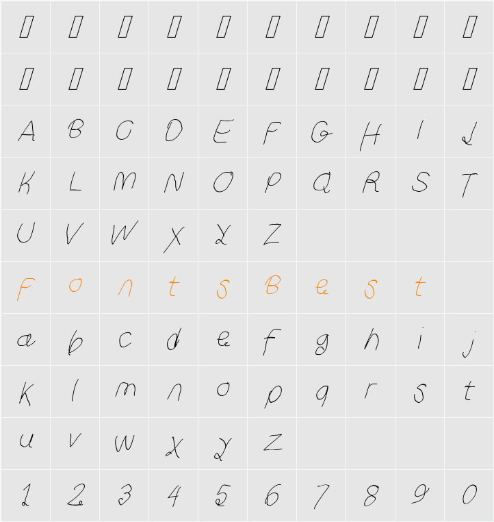 Curly Kue Character Map