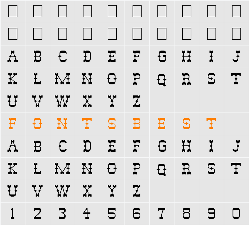 FZ JAZZY 46 Character Map