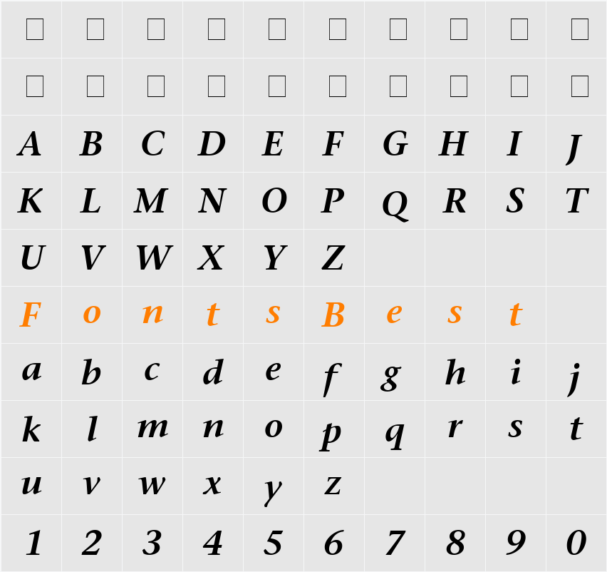 Mesouran Serif SSi Character Map