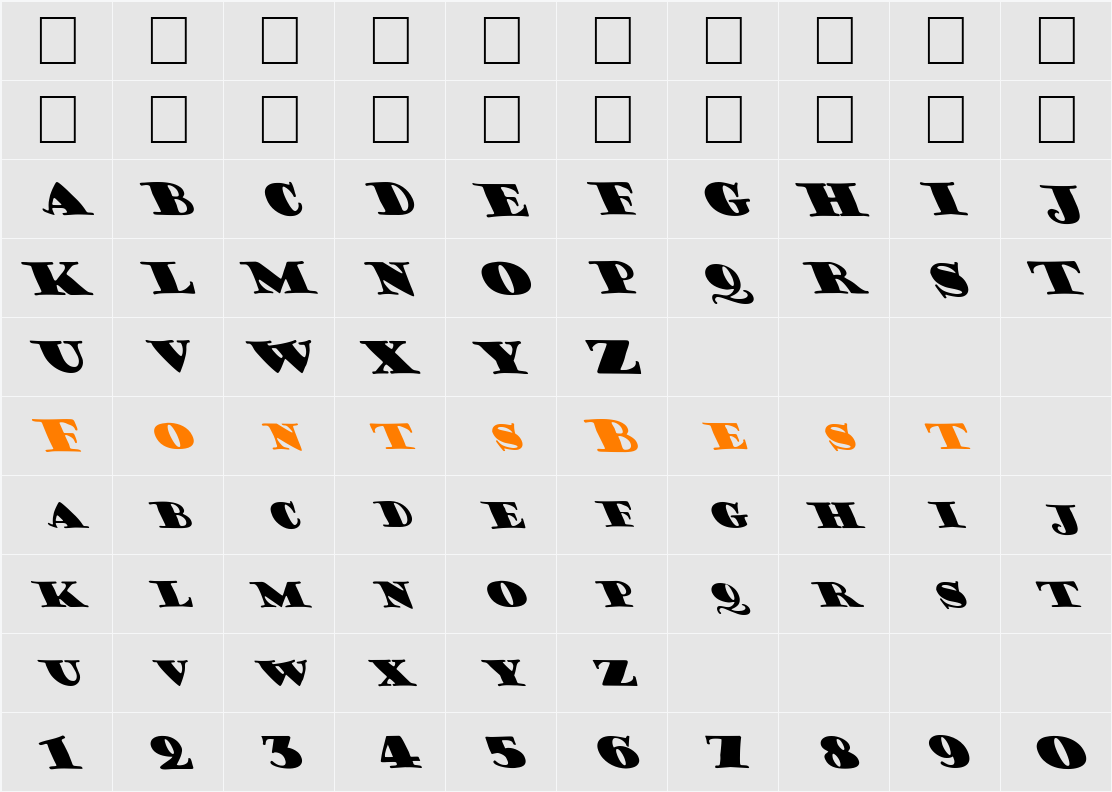 FZ JAZZY 38 LEFTY Character Map