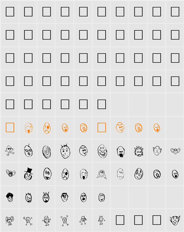 Crud Heads Character Map