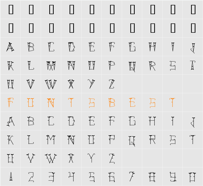 CrippledFont Character Map